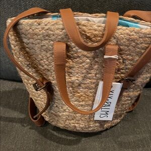 Stylish Woven Cooler Backpack/Handbag by  IX Palms - Tan